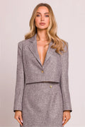 Women's Blazer - One-Button Solid - Regular Fit Cropped - Gray – Suit Jacket | GUOCALI