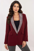 Women's Blazer - One-Button Solid Satin - Regular Fit Hip-Length - Red | Italy Moda – Blazer | GUOCALI