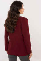 Women's Blazer - One-Button Solid Satin - Regular Fit Hip-Length - Red | Italy Moda – Blazer | GUOCALI – view 3
