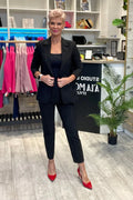 Women's Blazer - One-Button Solid Stretch Linen - Slim Fit Hip-Length - Black | Cabba – Blazer | GUOCALI