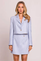 Women's Blazer - One-Button Solid Stretch Modal - Regular Fit Cropped - Blue – Suit Jacket | GUOCALI