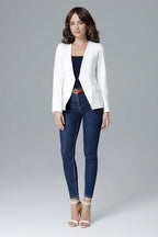 Women's Blazer - Open-Front Solid Lace - Slim Fit Hip-Length - Beige – Blazer | GUOCALI – view 4