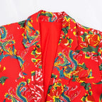 Women's Blazer - Single-Breasted Floral - Regular Fit Hip-Length - Red – Suit Jacket | GUOCALI – view 8
