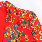 Women's Blazer - Single-Breasted Floral - Regular Fit Hip-Length - Red – Suit Jacket | GUOCALI – view 9