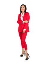 Women's Blazer - Single-Breasted Solid Cotton - Regular Fit Hip-Length - Red – Blazer | GUOCALI – view 2