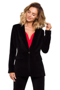 Women's Blazer - Single-Breasted Solid Cotton - Slim Fit Hip-Length - Black – Blazer | GUOCALI