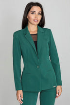 Women's Blazer - Single-Breasted Solid - Regular Fit Hip-Length - Green – Blazer | GUOCALI – view 2