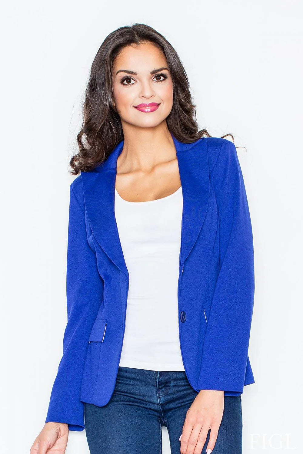 Women's Blazer - Single-Breasted Solid - Slim Fit Cropped - Blue – Blazer | GUOCALI