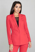 Women's Blazer - Single-Breasted Solid Wool - Regular Fit Longline - Red – Suit Jacket | GUOCALI