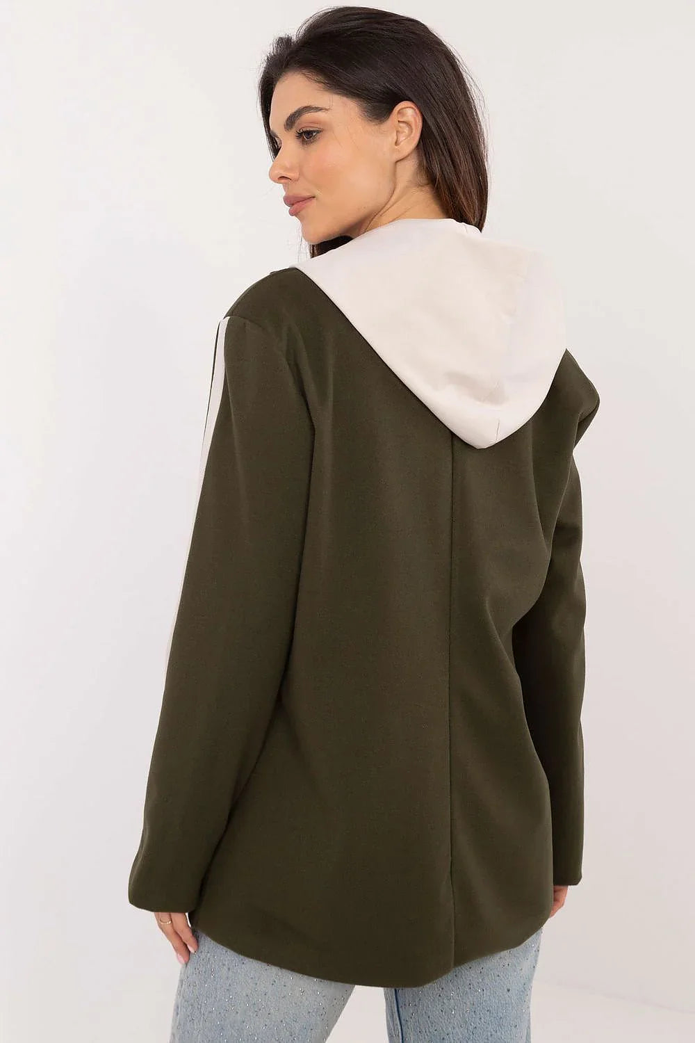 Women's Blazer - Single-Breasted Striped - Regular Fit Hip-Length - Green – Blazer | GUOCALI – view 3