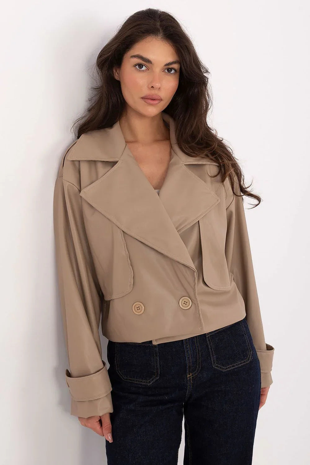 Women's Cropped Coat - With Lining Chic, Elegant, Casual - Guocali
