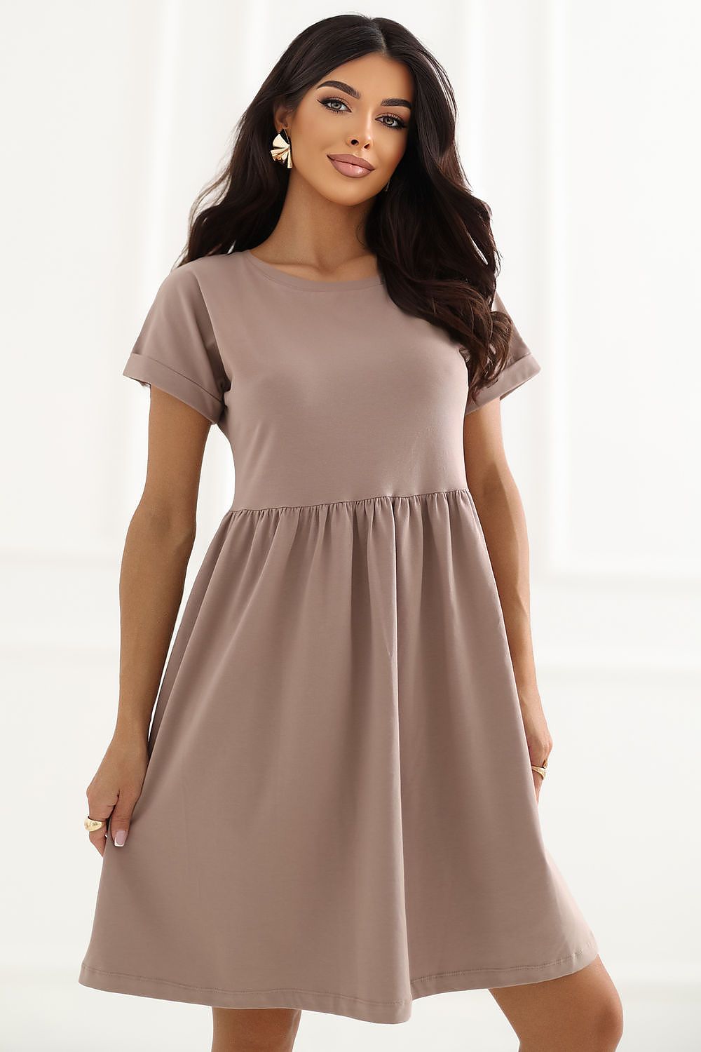 Women’s Green Knee-Length Short Sleeve Casual Dress - Guocali