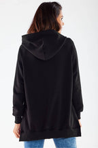 Women's hoodie black pullover kangaroo pocket cotton blend