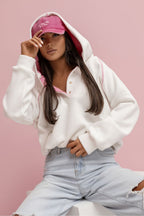 Women's Hoodie Button Placket Logo Stretch Cotton – Hoodie | GUOCALI – view 2