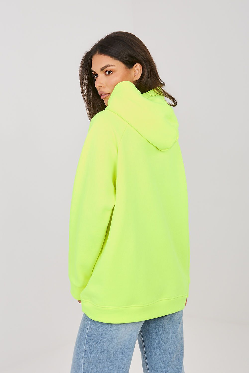 Women's Hoodie Embroidered Lettering Kangaroo Pocket Yellow – Hoodie | GUOCALI – view 2