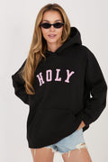 Women's Hoodie Embroidered Logo Kangaroo Pocket Black – Hoodie | GUOCALI