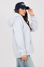 Women's Hoodie Embroidered Logo Kangaroo Pocket Grey – Hoodie | GUOCALI – view 2