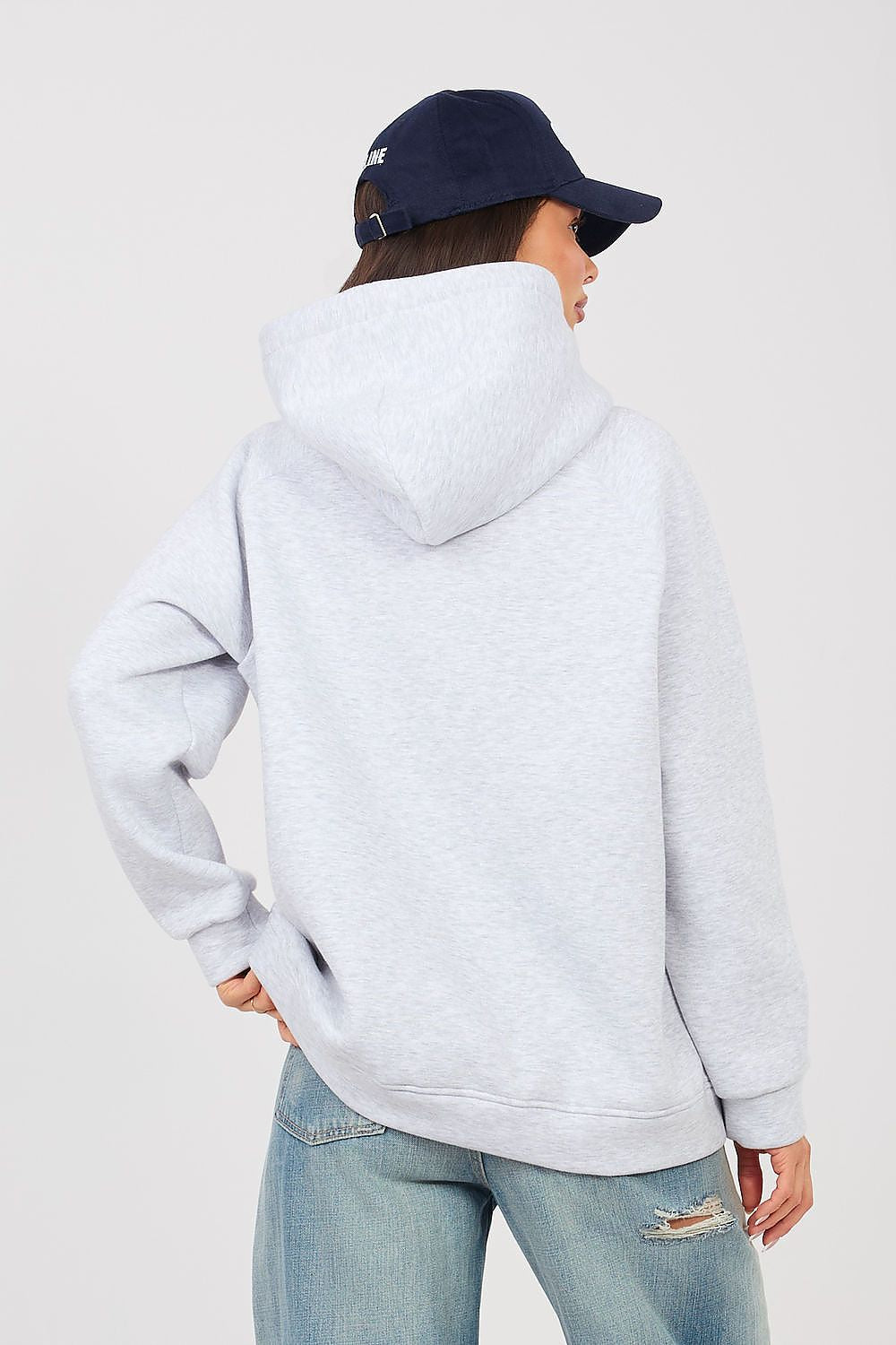 Women's Hoodie Embroidered Logo Kangaroo Pocket Grey – Hoodie | GUOCALI – view 3