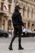 Women's Hoodie Fleece Pullover Stretch Cotton Black – Hoodie | GUOCALI