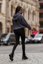Women's hoodie grey loose fit casual view