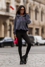 Women's Hoodie Fleece Quarter-Zip Stretch Cotton Grey – Hoodie | GUOCALI