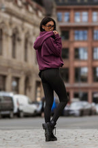 Women's Hoodie Fleece Quarter-Zip Stretch Cotton Violet – Hoodie | GUOCALI – view 3