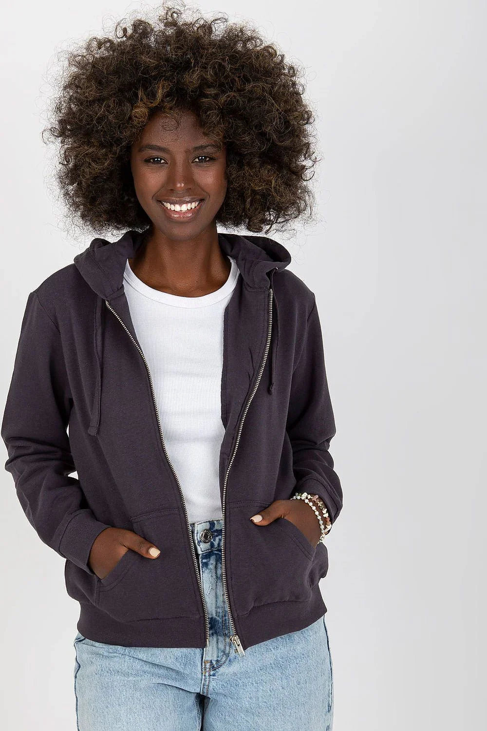 Women's hoodie Full Zip Regular Fit Split Pockets Cotton Blend – main view