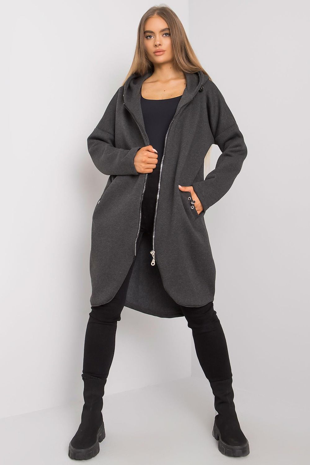 Women's hoodie Longline Full-Zip Side Pockets Regular Fit – view 11