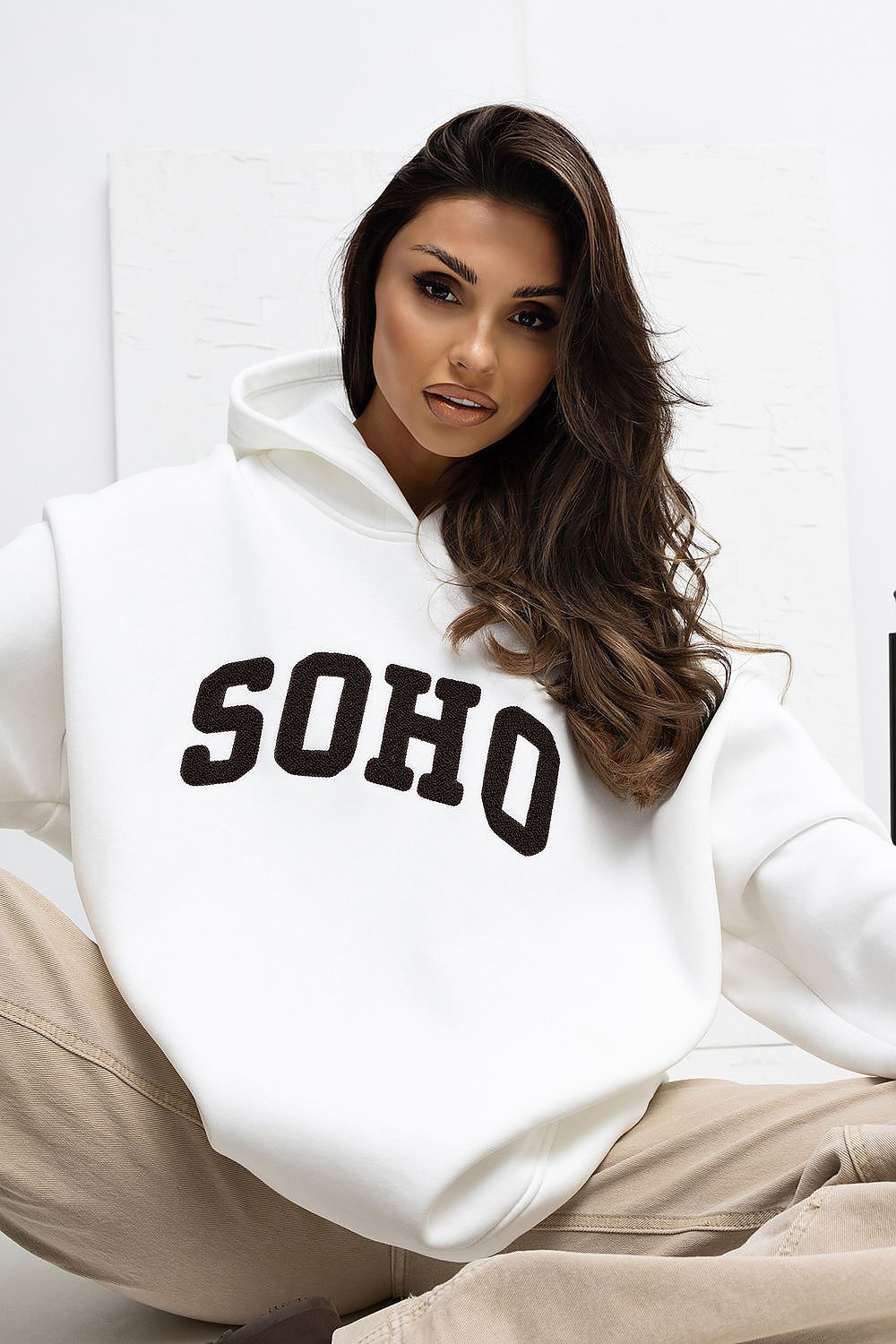 Women's Hoodie Logo Print Regular Fit Cotton Blend – Hoodie | GUOCALI – view 4