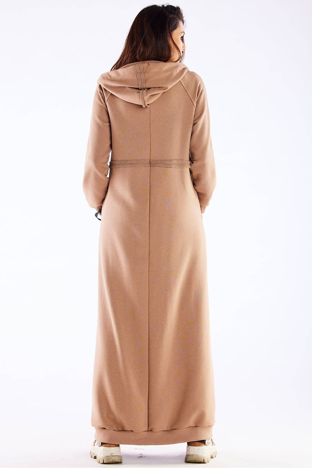 Women's Hoodie Longline Full-Zip Beige – Hoodie | GUOCALI – view 3