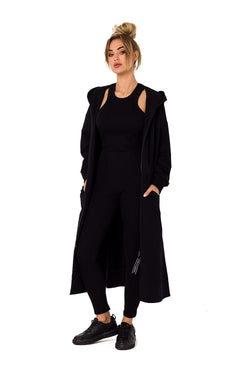Women's Hoodie Longline Zip-Up Stretch Cotton – Hoodie | GUOCALI
