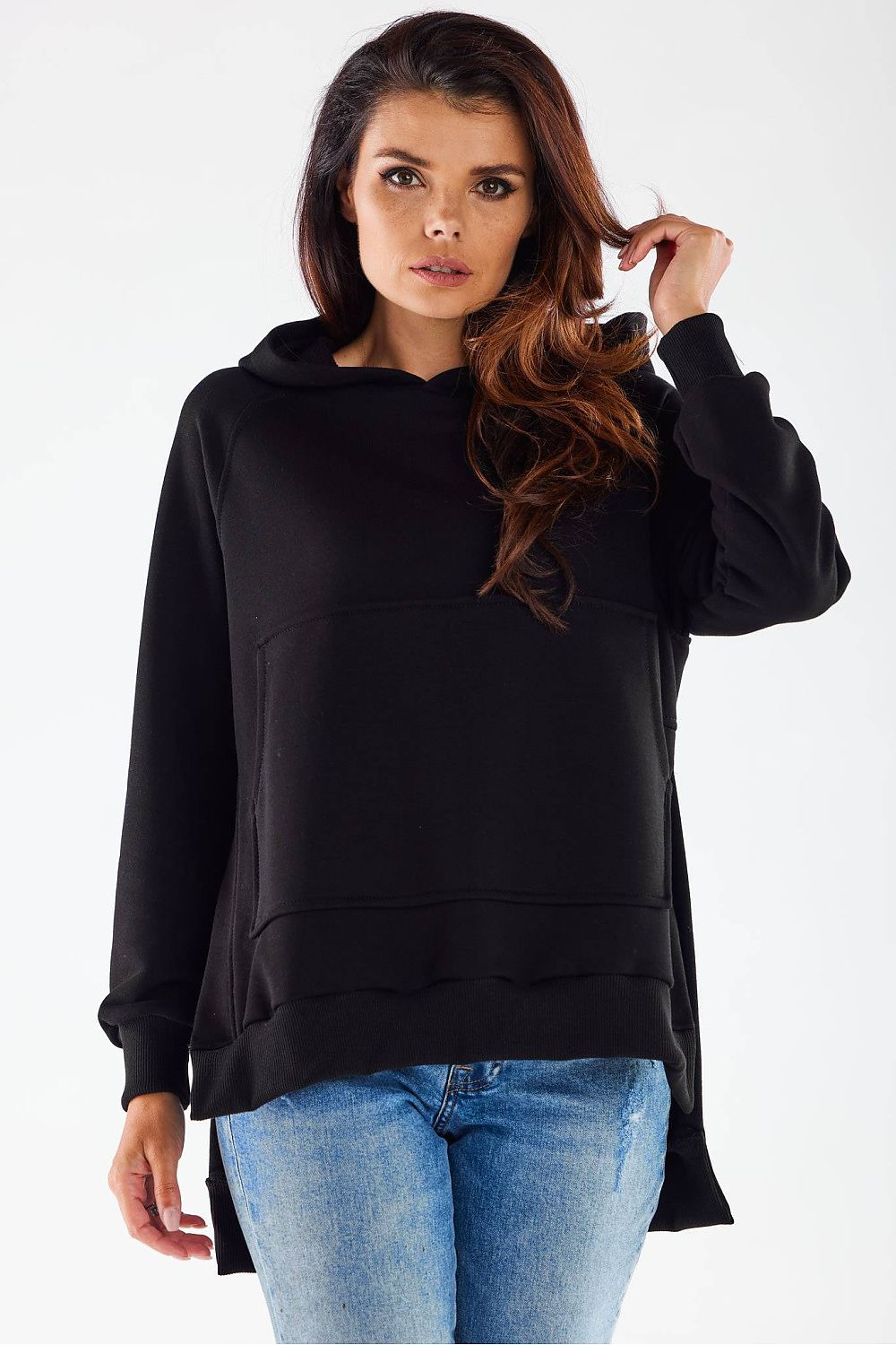 Women's Hoodie Oversized Asymmetric Hem Grey – Hoodie | GUOCALI – view 4