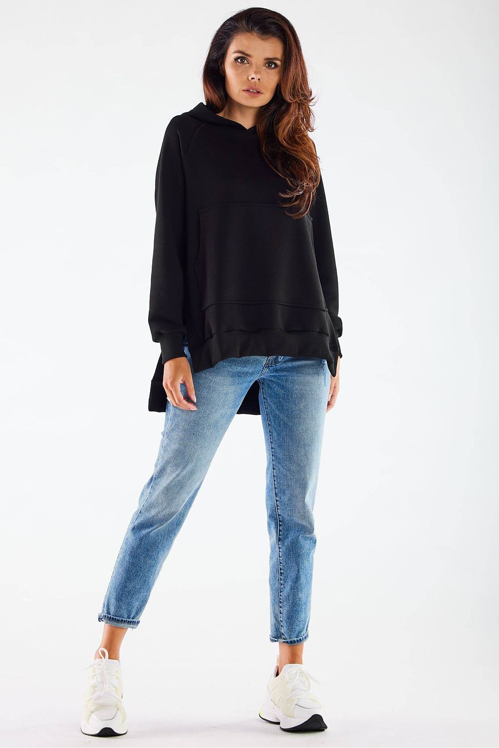 Women's Hoodie Oversized Asymmetric Hem Grey – Hoodie | GUOCALI – view 5