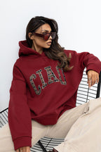 Women's Hoodie Oversized Embroidered Lettering Cotton Blend – Hoodie | GUOCALI – view 13
