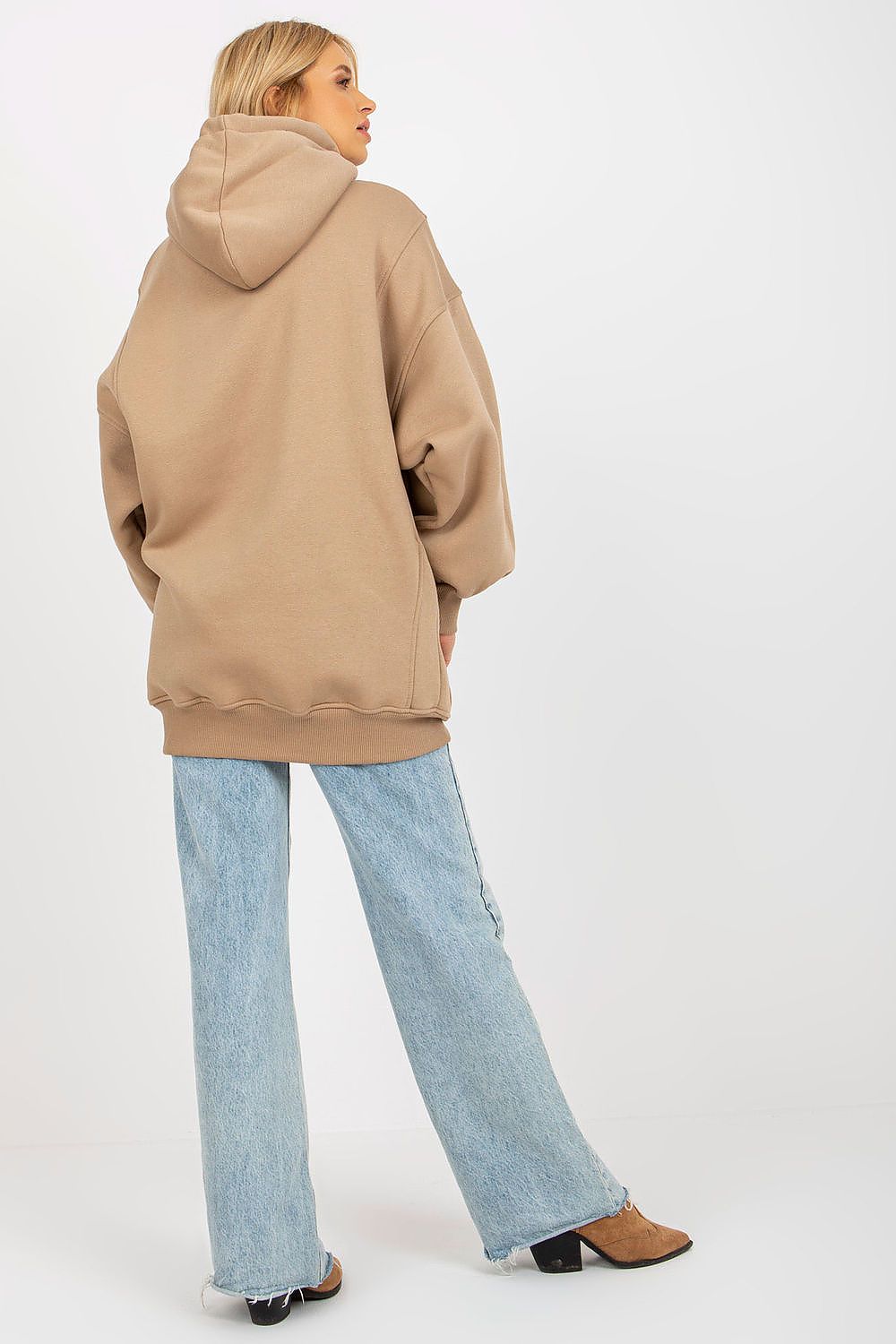 Women's Hoodie Oversized Kangaroo Pocket Beige – Hoodie | GUOCALI – view 3