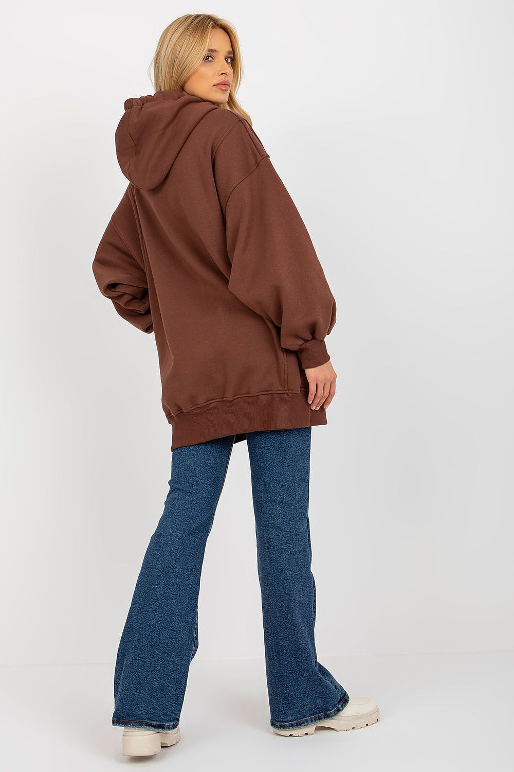 Women's Hoodie Oversized Kangaroo Pocket Brown – Hoodie | GUOCALI – view 3