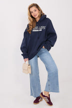 Women's Hoodie Oversized Letter Print Kangaroo Pocket Cotton – Hoodie | GUOCALI – view 2