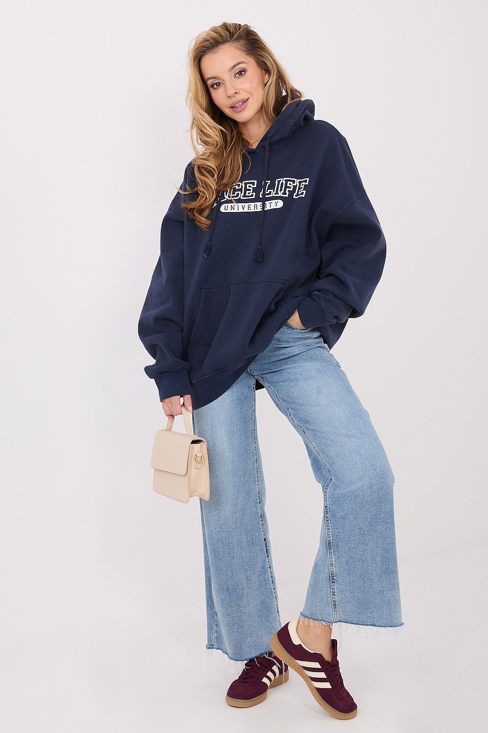 Women's Hoodie Oversized Letter Print Kangaroo Pocket Cotton – Hoodie | GUOCALI – view 2
