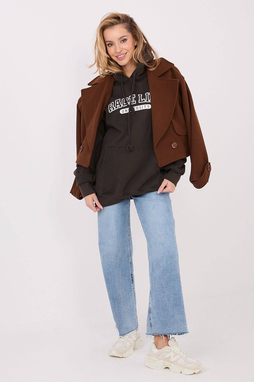 Women's Hoodie Oversized Letter Print Kangaroo Pocket Cotton – Hoodie | GUOCALI – view 5