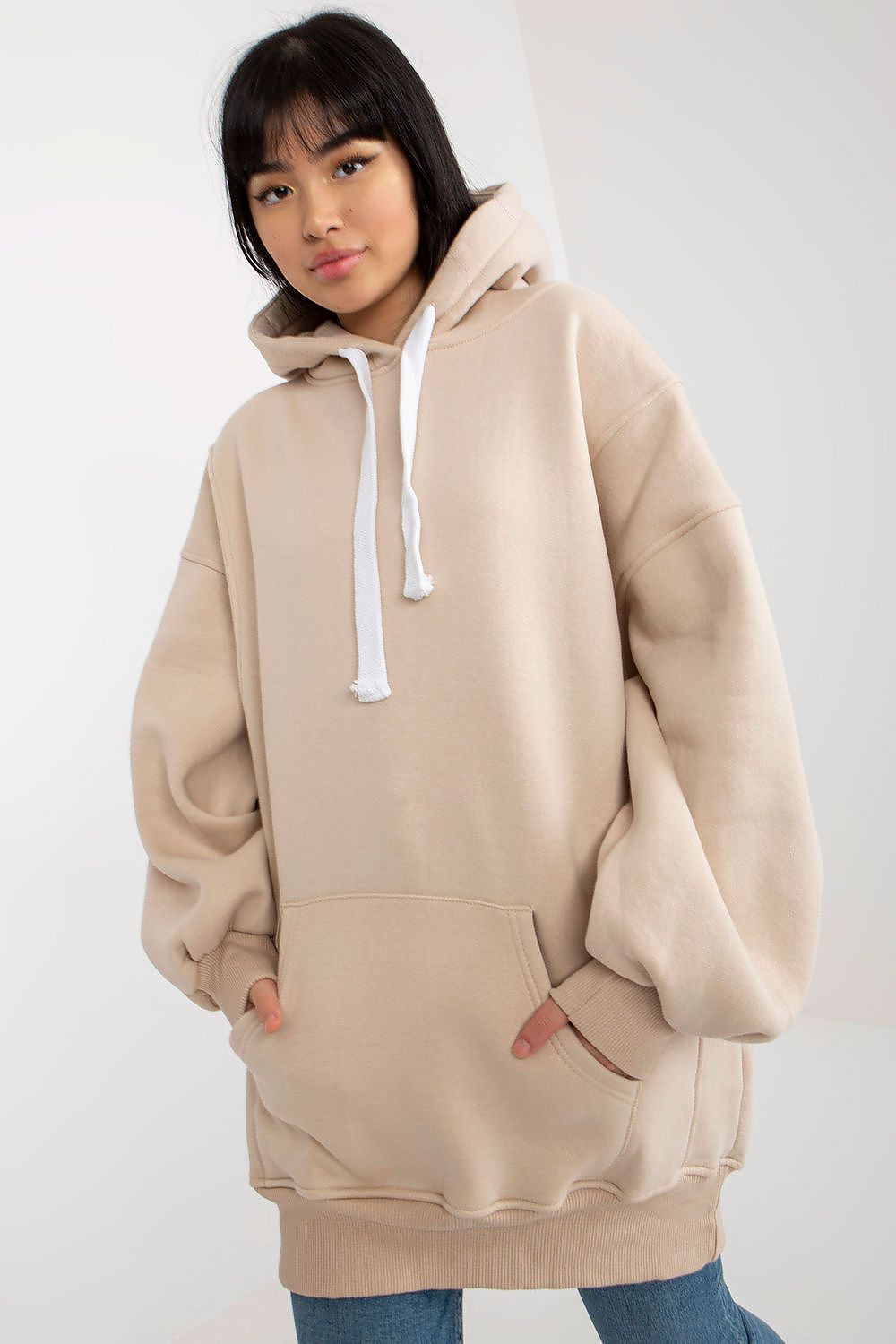 Women's Hoodie Oversized Longline Beige – Hoodie | GUOCALI