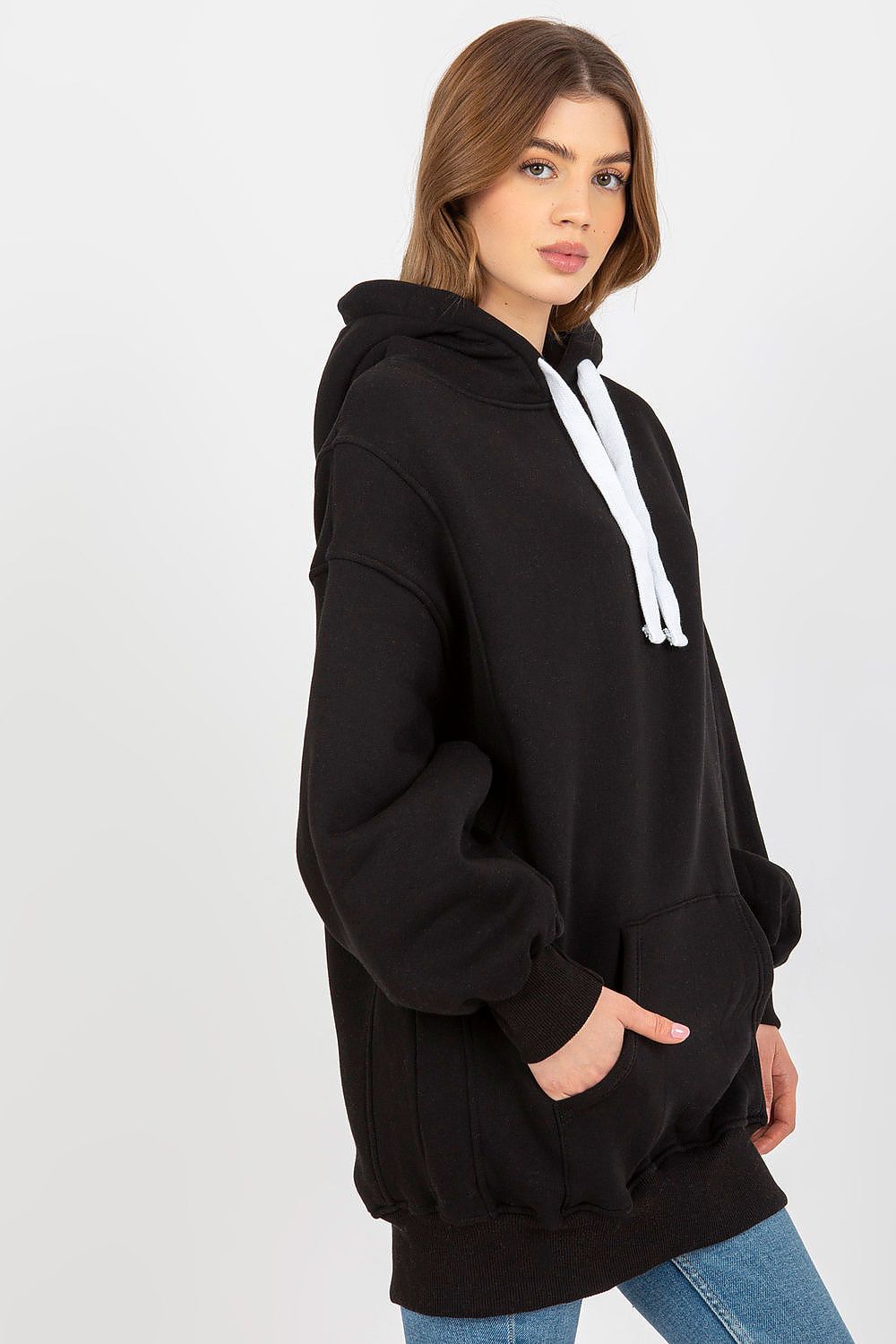 Women's Hoodie Oversized Longline Black – Hoodie | GUOCALI – view 2