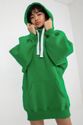 Women's hoodie green oversized longline front view