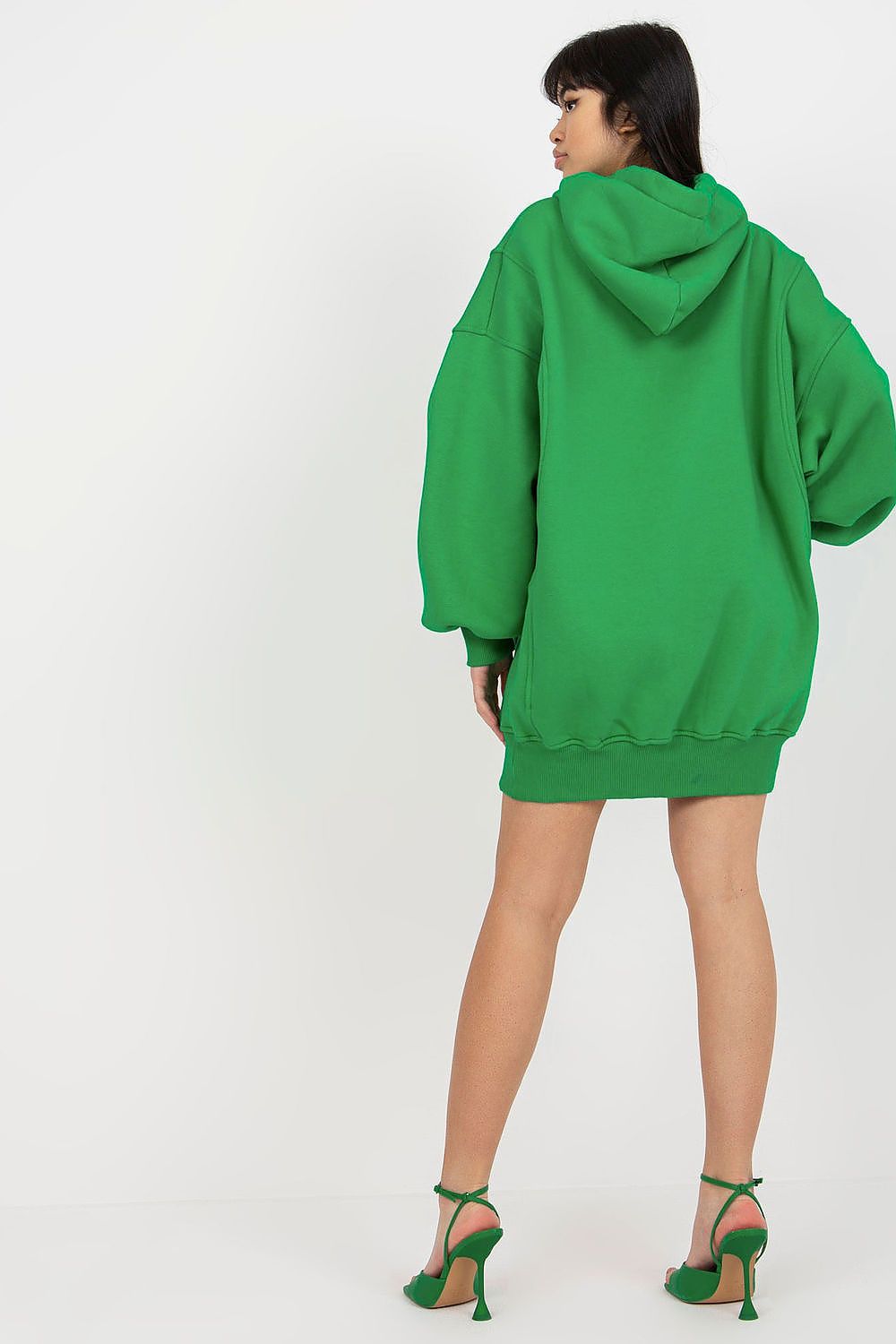 Women's Hoodie Oversized Longline Drawstring Green – Hoodie | GUOCALI – view 3