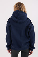 Women's Hoodie Pullover Exposed Seams Cotton Blend – Hoodie | GUOCALI – view 3