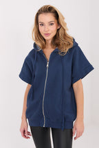 Women's Hoodie Short Sleeve Zip-Up Stretch Cotton – Hoodie | GUOCALI – view 8