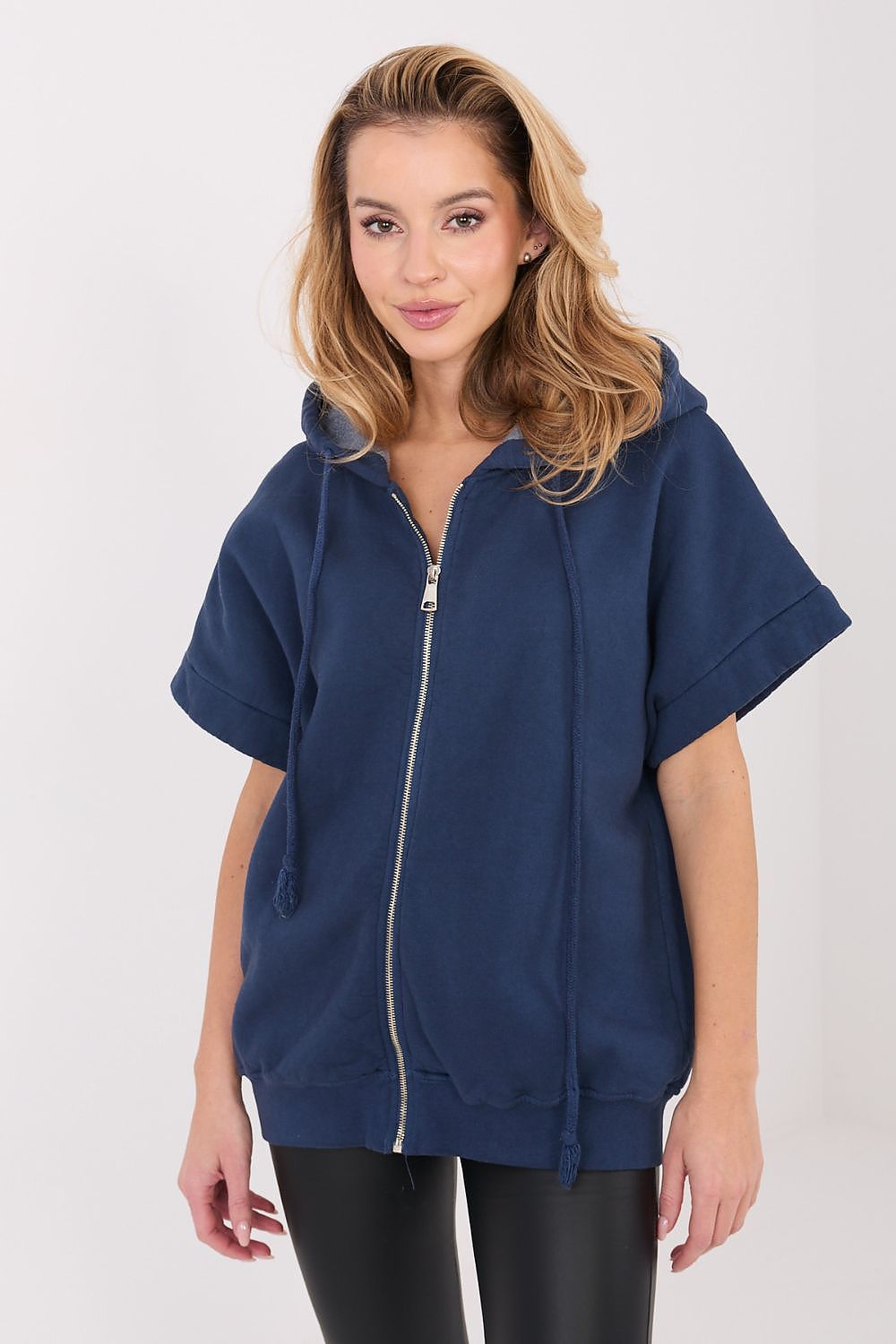 Women's Hoodie Short Sleeve Zip-Up Stretch Cotton – Hoodie | GUOCALI – view 8
