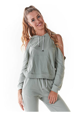 Women's Hoodie Shoulder Cutout Kangaroo Pocket – Hoodie | GUOCALI