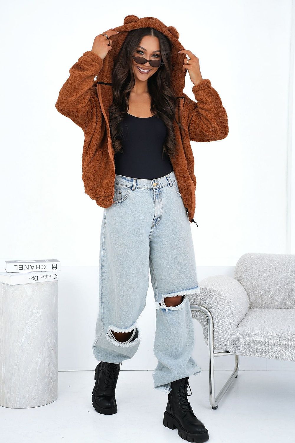 Women's Hoodie Teddy Zip-Up Bear Ears Hood – Hoodie | GUOCALI – view 12