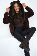 Women's Hoodie Teddy Zip-Up Bear Ears Hood – Hoodie | GUOCALI – view 5