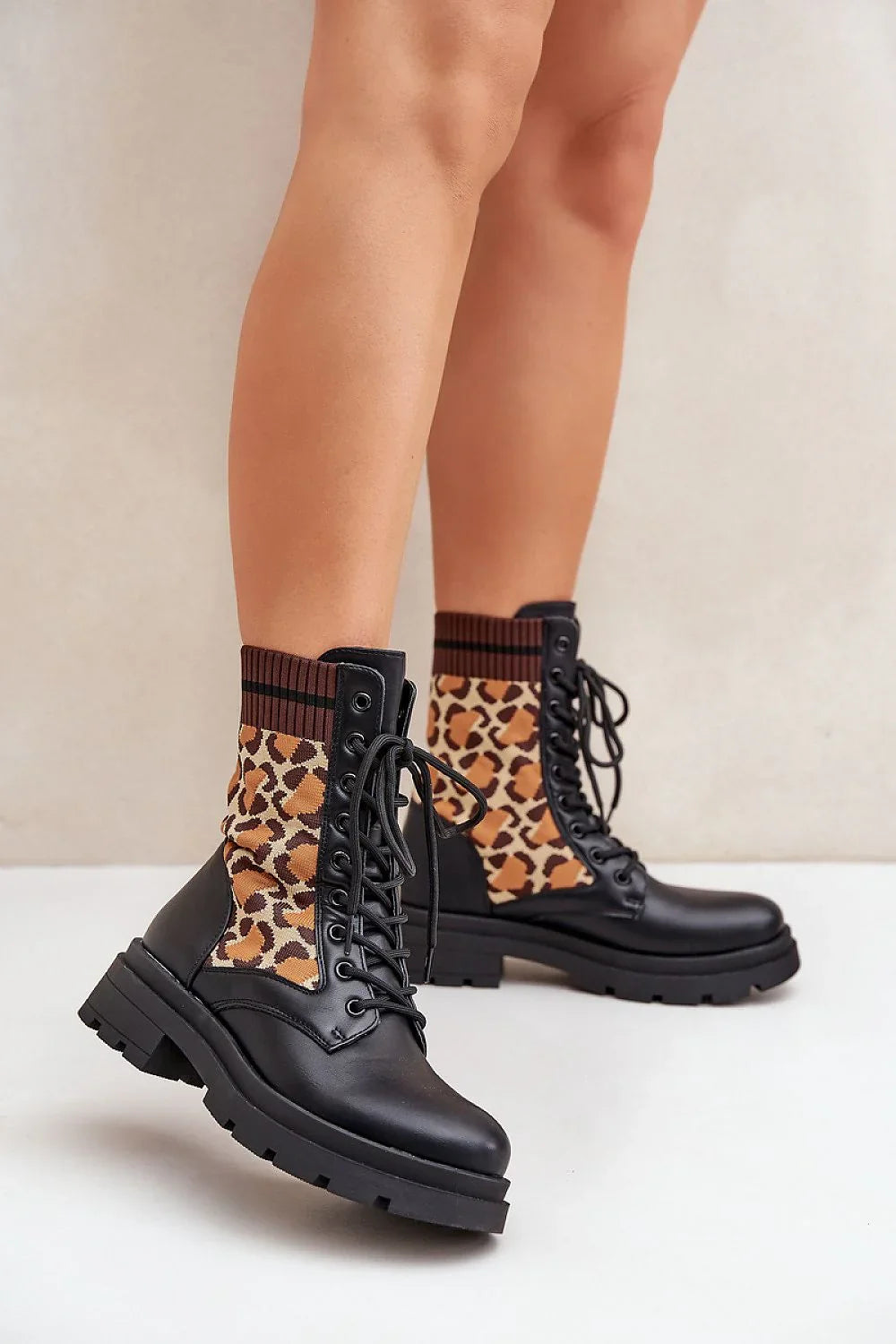 Women's Leopard Print Lace-Up Ankle Boots – Ankle Boots | GUOCALI